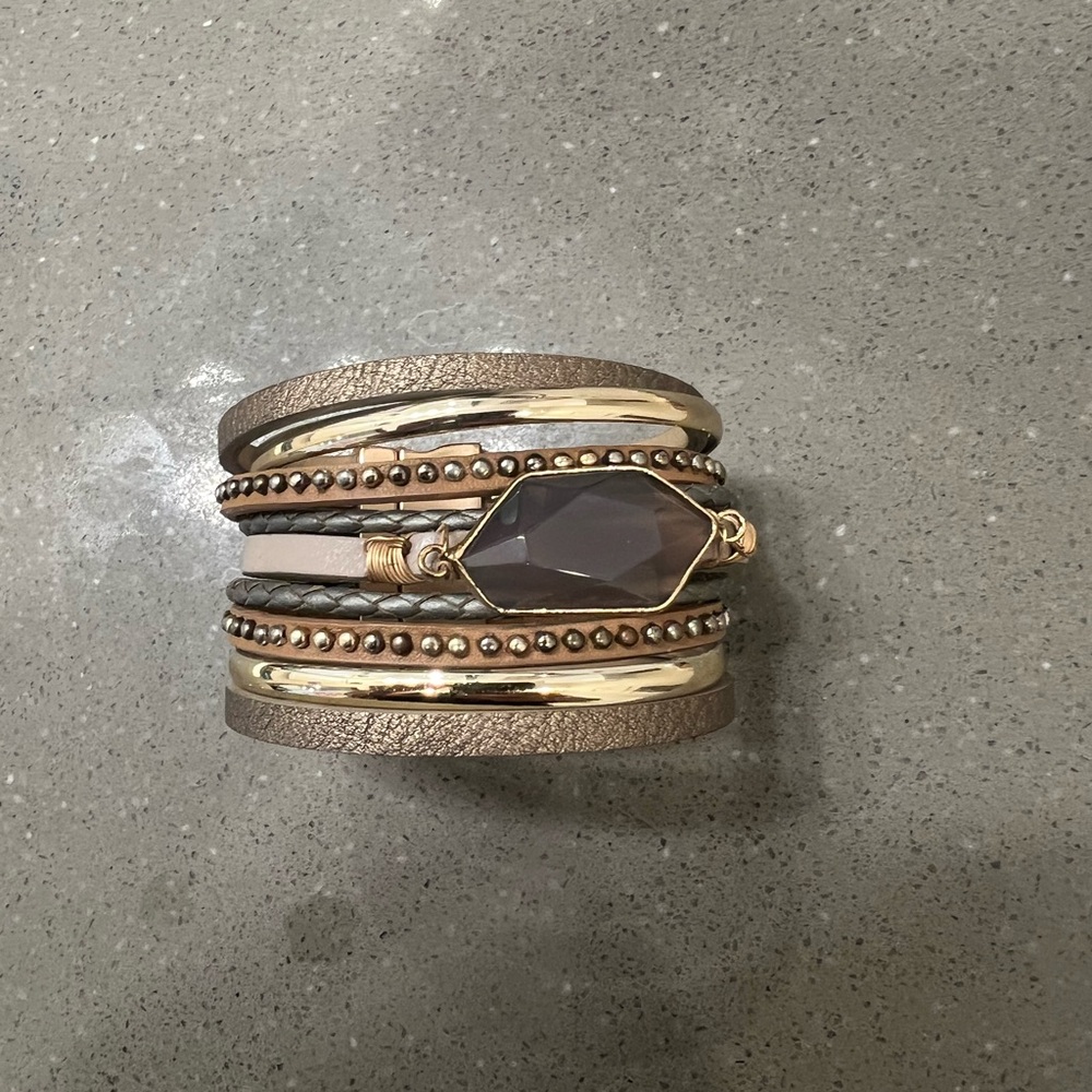 Chic Gold and Purple Multi-Layer Bracelet